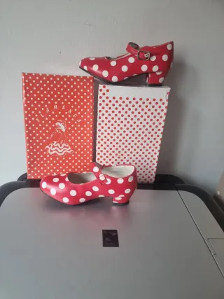 Scarpe Flamenca Bambina Rosso a Righe Bianche