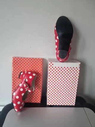 Scarpe Flamenca Bambina Rosso a Righe Bianche