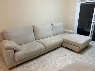 Sofá chaise longue beige tela