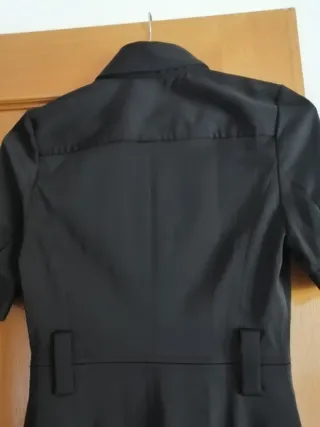 Vestido Zara Negro Midi Gabardina Talla S