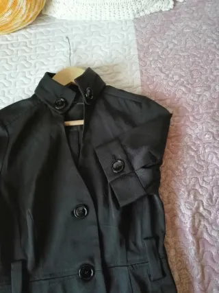 Vestido Zara Negro Midi Gabardina Talla S