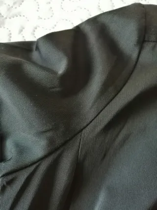 Vestido Zara Negro Midi Gabardina Talla S