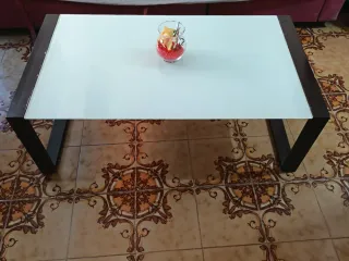 Mesa de centro cristal y metal