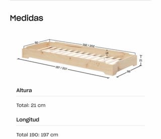 Cama Montessori apilable de madera.