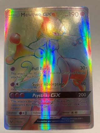 Carta Pokémon Mewtwo GX Rainbow Rare 76/73