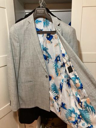 Traje de hombre ASOS, color gris jaspeado