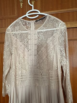 Vestido Zara Beige Encaje Eventos