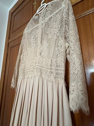 Vestido Zara Beige Encaje Eventos