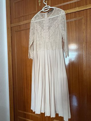 Vestido Zara Beige Encaje Eventos