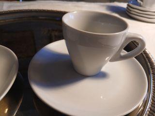 2 Tazzine Caffè con Piattino Porcellana Bianca