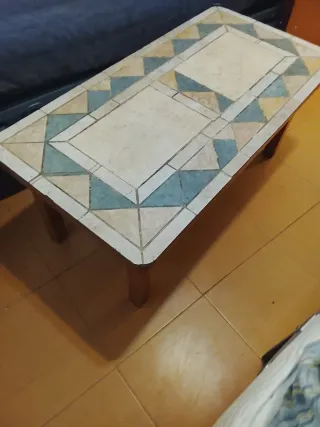 Mesa de terraza cerámica y madera