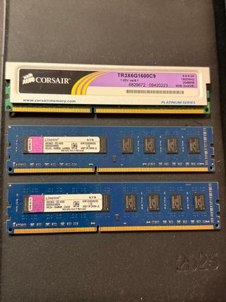 Pack 6GB DDR3 RAM (3x2GB) Corsair Kingston