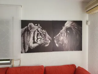 Quadri di Tigre e Leone con Foglie