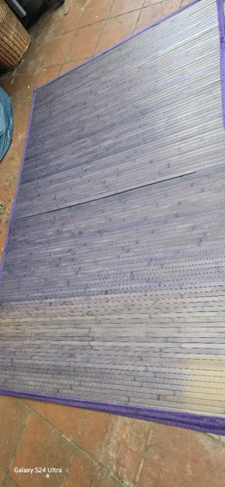 Alfombra de bambú , azul