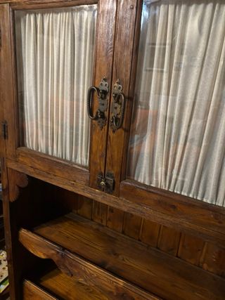 Mueble Alacena Rústica Madera y Cristal