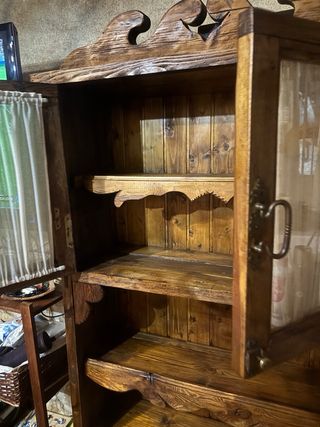 Mueble Alacena Rústica Madera y Cristal