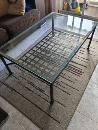 Mesa de centro cristal y metal