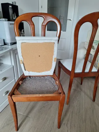 Sillas Vintage Madera y Tela Años 70-80