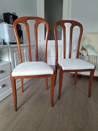 Sillas Vintage Madera y Tela Años 70-80