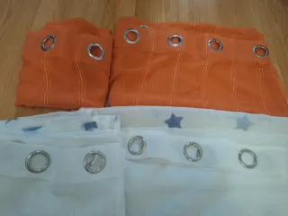 Lote cortinas naranjas y blancas