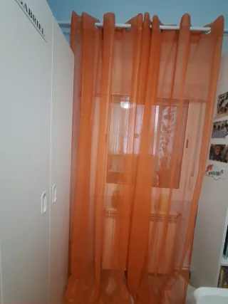 Lote cortinas naranjas y blancas