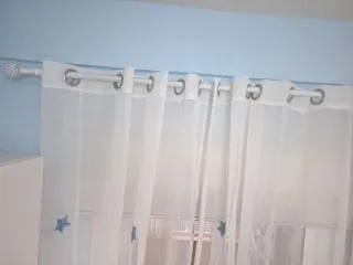 Lote cortinas naranjas y blancas