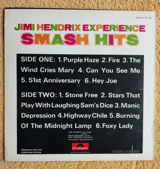 Jimi Hendrix Experince Smash Hits 1980