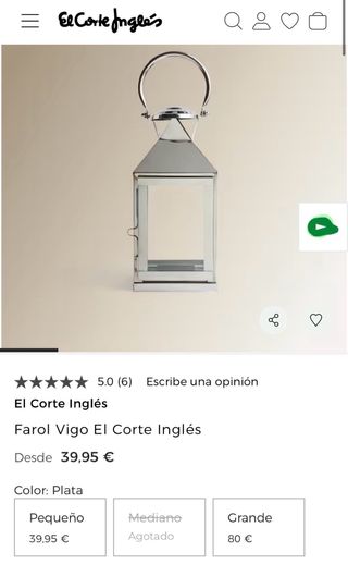 Farol Decoración Plata El Corte Inglés