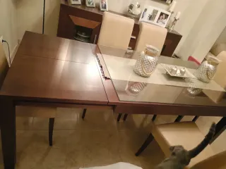 Mueble de salón madera y cristal