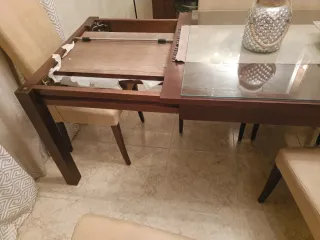 Mueble de salón madera y cristal