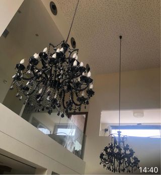 Lámpara Candelabro Negra Cristal