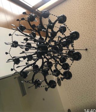 Lámpara Candelabro Negra Cristal