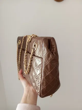 Borsa vintage trapuntata con catena oro