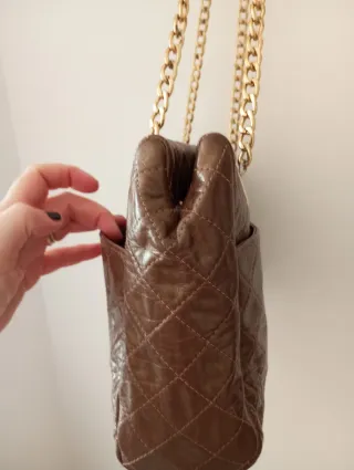 Borsa vintage trapuntata con catena oro