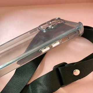 Custodia trasparente iPhone 13 Pro Max + cordino/manico