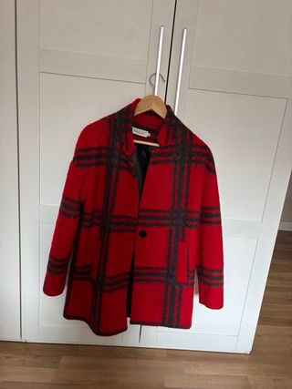 Abrigo Indi & Cold cuadros rojo y gris Talla XS