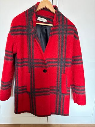 Abrigo Indi & Cold cuadros rojo y gris Talla XS