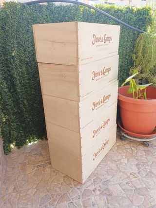 5 grandi scatole in legno per scaffalature e mobili