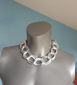 Gargantilla Cadena Gruesa Plateada -Eslabones Maxi