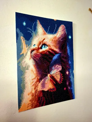 Quadro gatto e farfalle