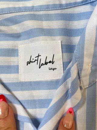 Camisa Wiya Oversize Rayas Azul Bordada