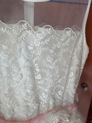 Vestido comunión niña blanco y rosa talla 12 años