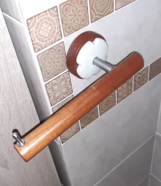 Conjunto accesorios Baño con espejo, Marrón/Blanco