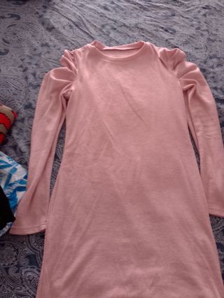 Vestido rosa palo hilo manga larga