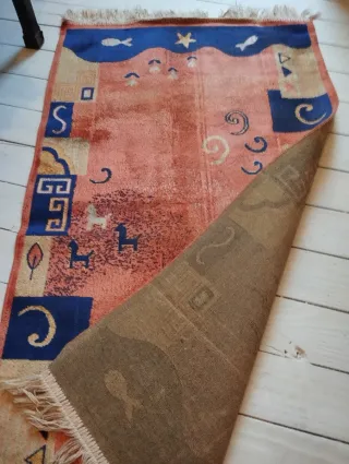 Alfombra Belga Naranja y Azul