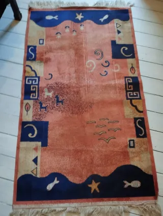 Alfombra Belga Naranja y Azul