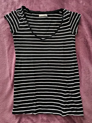 Camiseta Zara Rayas Blanco y Negro