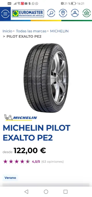 Neumático Michelin Pilot Exalto PE2