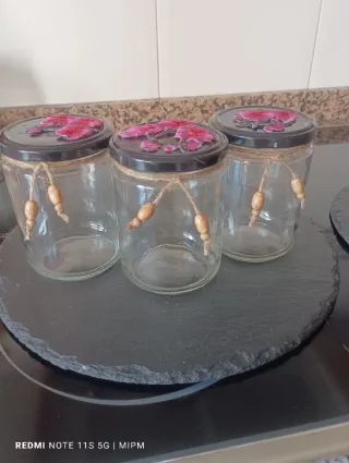 Lote 3 botes cristal decoración floral