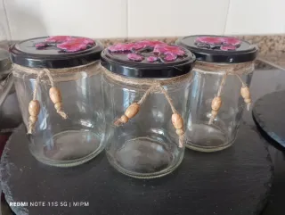 Lote 3 botes cristal decoración floral